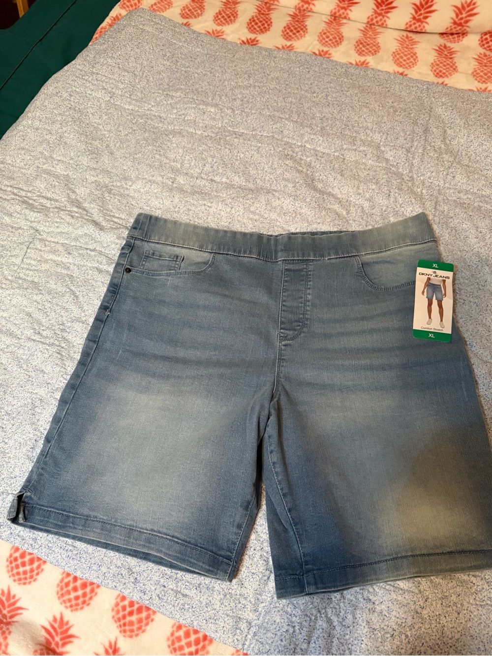 Dkny Light Wash Denim Bermuda Shorts